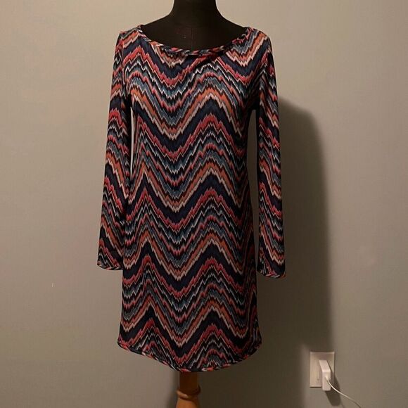 Tobey Grey Womens Ikat Tapestry Shift Tunic Mini Dress - Picture 1 of 9